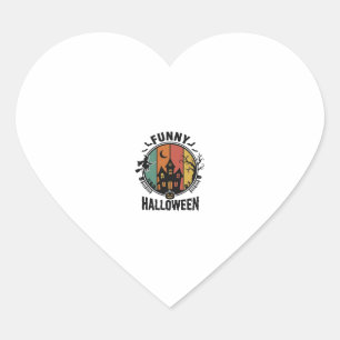 Funny Halloween Haunted House Vintage Vector Desig Heart Sticker