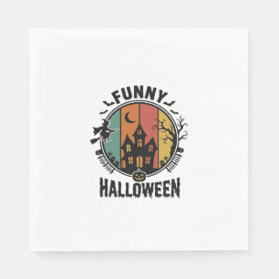 Funny Halloween Haunted House Vintage Vector Desig Napkin