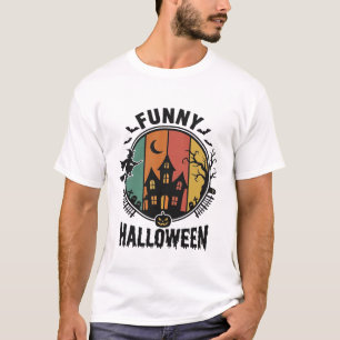 Funny Halloween Haunted House Vintage Vector Desig T-Shirt