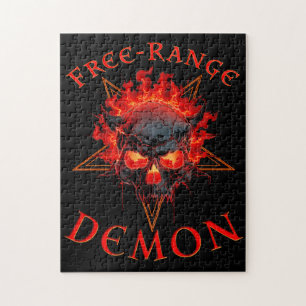 Funny Halloween Hell Demon Skull - Gothic Horror Jigsaw Puzzle