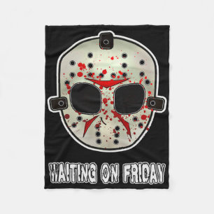 Funny Halloween Hockey Mask Waiting On Friday Fleece Blanket