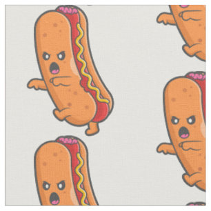funny halloween hot dog monster fabric