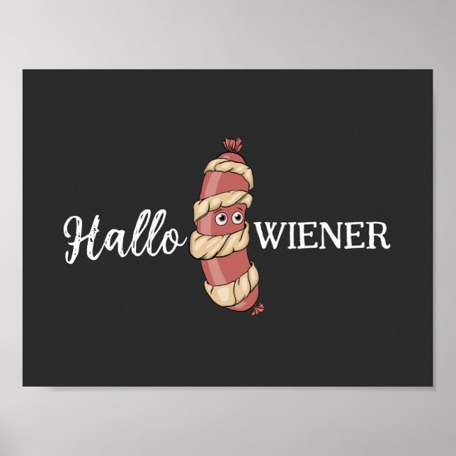 Funny Halloween Hotdog Mummy Hallowiener Pun  Poster (Front)