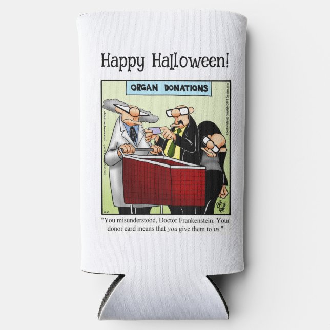Funny Halloween Humour Can Cooler Gift (Front)