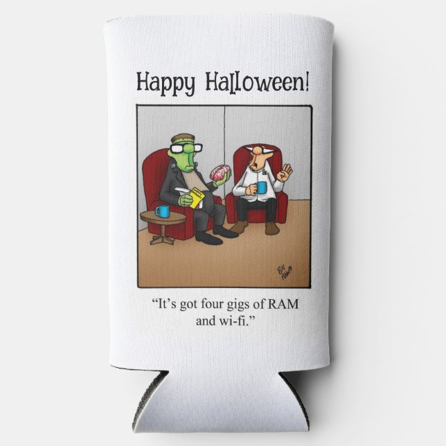 Funny Halloween Humour Can Cooler Gift (Front)