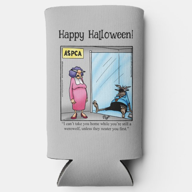 Funny Halloween Humour Can Cooler Gift (Front)