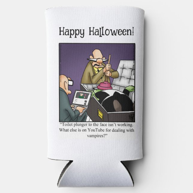Funny Halloween Humour Can Cooler Gift (Front)