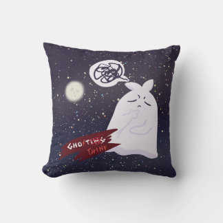 Funny Halloween Humour Overthinking Ghost Cushion
