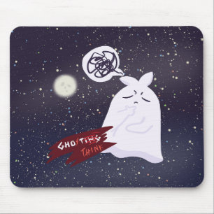 Funny Halloween Humour Overthinking Ghost Mouse Mat
