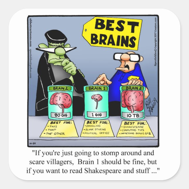 Funny Halloween Humour Square Stickers  (Front)