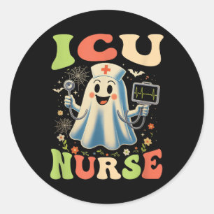 Funny Halloween Icu Nurse Intensive Care Unit Nurs Classic Round Sticker