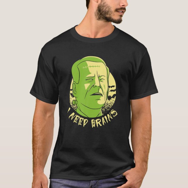 Funny Halloween Joe Biden Zombie I Need Brains Cos T-Shirt (Front)