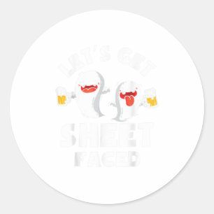 Funny Halloween Lets Get Sheet Faced Beer Gi Classic Round Sticker