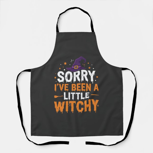 Funny Halloween Little Witchy Quote Design Apron (Front)