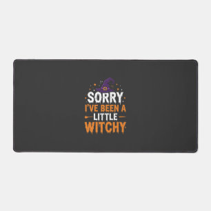 Funny Halloween Little Witchy Quote Design Desk Mat