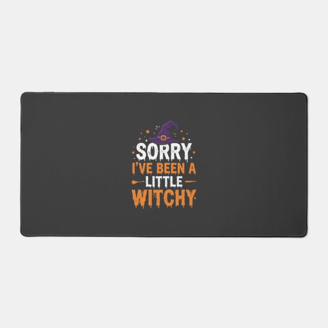 Funny Halloween Little Witchy Quote Design Desk Mat (Front)