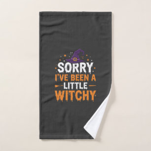 Funny Halloween Little Witchy Quote Design Hand Towel