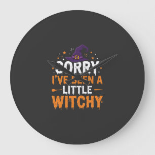 Funny Halloween Little Witchy Quote Design Large Clock