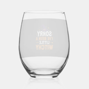 Funny Halloween Little Witchy Quote Design Stemless Wine Glass