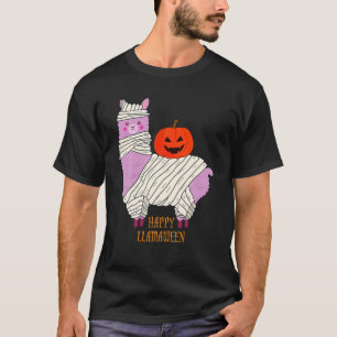 Funny Halloween Llama Happy Llamaween Men Women Ki T-Shirt