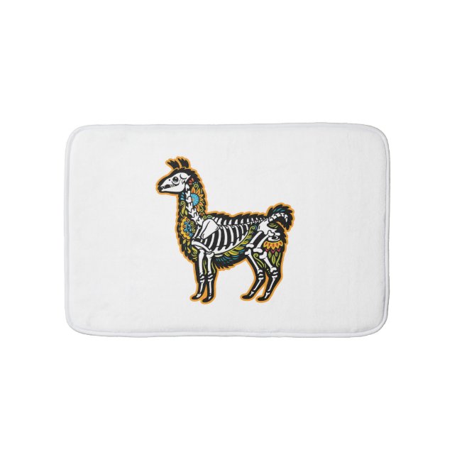 Funny Halloween Llama Skeleton Graphic - Bath Mat (Front)