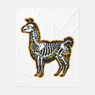 Funny Halloween Llama Skeleton Graphic - Fleece Blanket