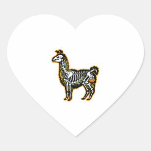 Funny Halloween Llama Skeleton Graphic - Heart Sticker