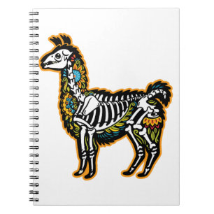 Funny Halloween Llama Skeleton Graphic - Notebook