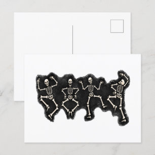Funny Halloween Lover Dance with the Skeleton Postcard