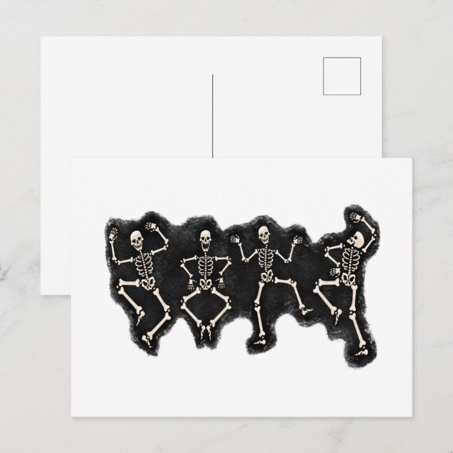 Funny Halloween Lover Dance with the Skeleton Postcard (Front/Back)