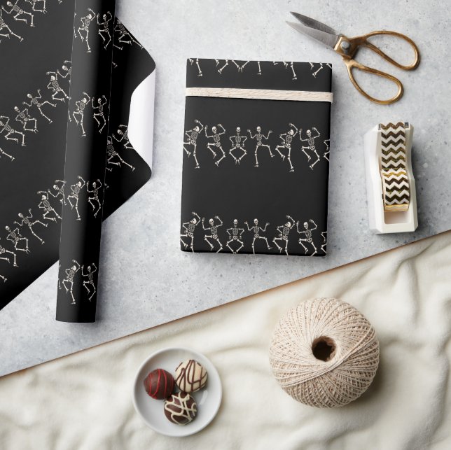 Funny Halloween Lover Dance with the Skeleton Wrapping Paper (Crafts)