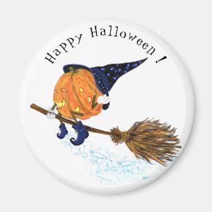 Funny Halloween Magtnet Witch Pumpkin Flying Magnet