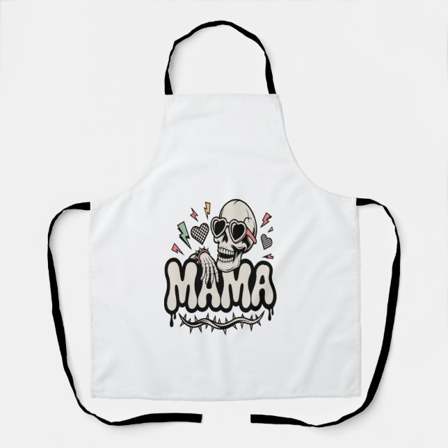 Funny Halloween Mama Cool Skull Apron (Front)