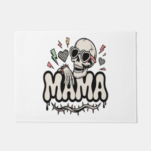 Funny Halloween Mama Cool Skull Doormat