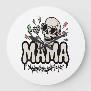 Funny Halloween Mama Cool Skull Large Clock