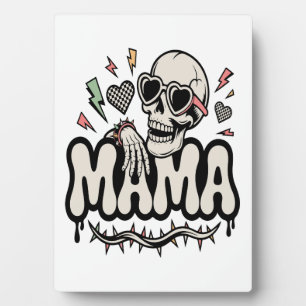 Funny Halloween Mama Cool Skull Plaque