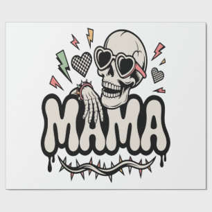 Funny Halloween Mama Cool Skull Wrapping Paper