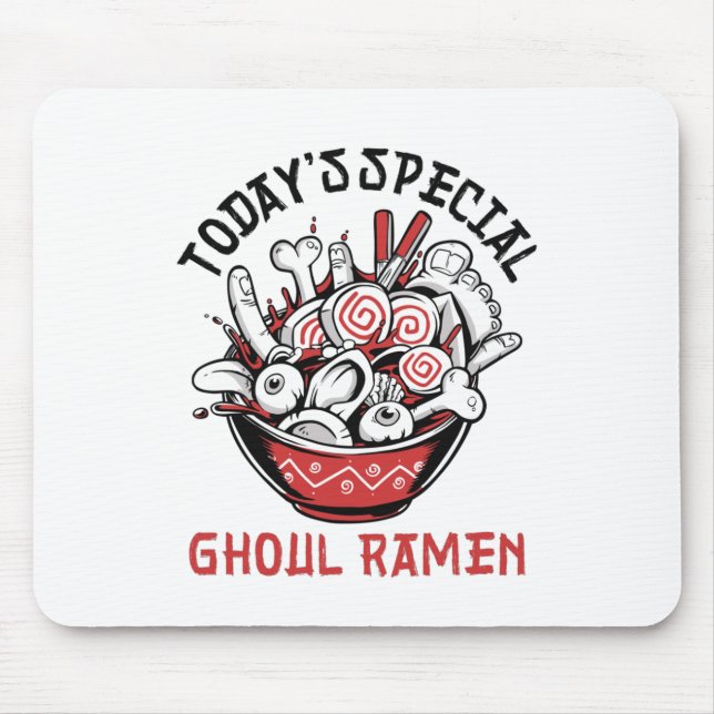 Funny Halloween Menu Ghoul Ramen Mouse Mat (Front)