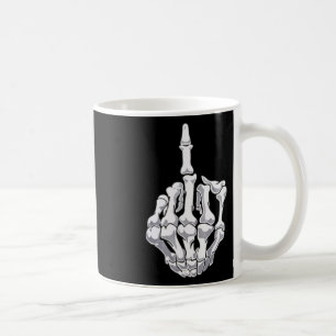 Funny Halloween Middle Finger Skeleton Hand Skull Coffee Mug