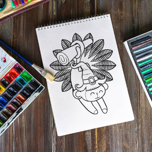Funny Halloween Monkey Colouring Page Poster