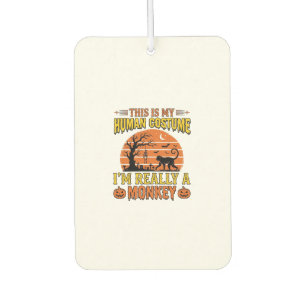 Funny Halloween Monkey Human Costume Shirt Design_ Car Air Freshener