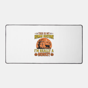Funny Halloween Monkey Human Costume Shirt Design_ Desk Mat