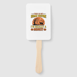 Funny Halloween Monkey Human Costume Shirt Design_ Hand Fan