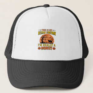 Funny Halloween Monkey Human Costume Shirt Design_ Trucker Hat