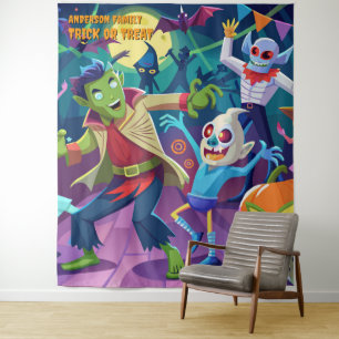 Funny Halloween Monster Party Hanging Tapestry