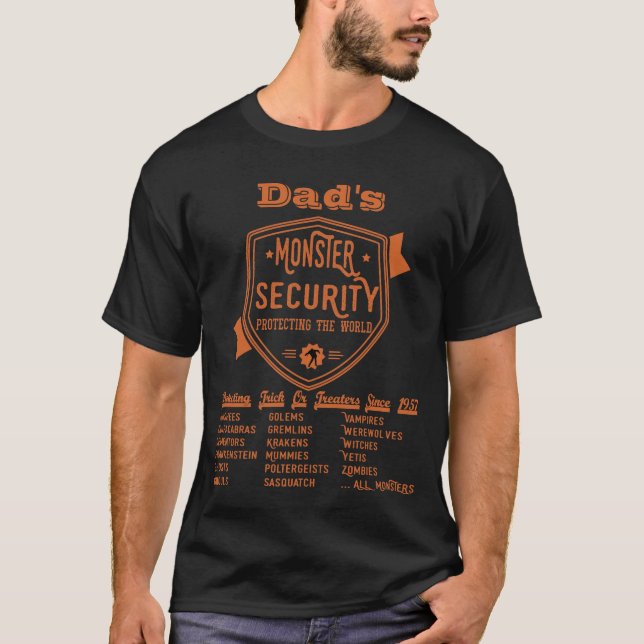 Funny Halloween - Monster Security Orange Text T-Shirt (Front)