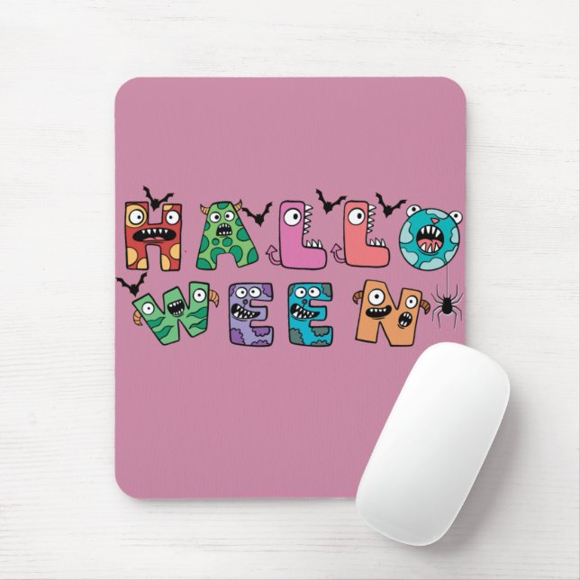 Funny Halloween Mouse Mat (With Mouse)