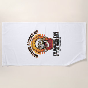 Funny Halloween Mum Shirt for Parents of Two Wild Beach Towel