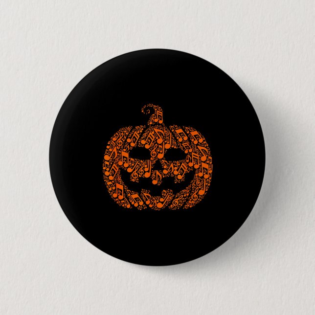 Funny Halloween Music Note Musician Jack O Lantern 6 Cm Round Badge (Front)
