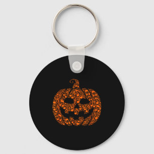 Funny Halloween Music Note Musician Jack O Lantern Key Ring